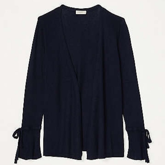 LOFT Sweaters - NWT! Loft Navy Bell Sleeve Open Cardigan Sweater